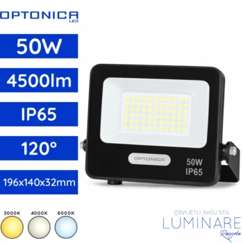 SMD LED reflektor 50W 4500lm 3000K 4000K 6000K crni IP65