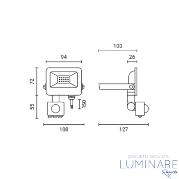Alternative view of LED REFLEKTOR SMD 10W BIJELI IP65 SENZOR