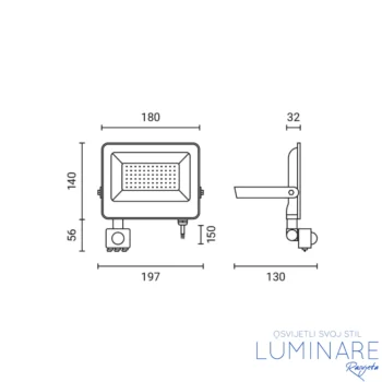 Alternative view of LED REFLEKTOR SMD 50W BIJELI IP65 SENZOR