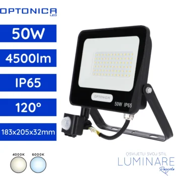 LED REFLEKTOR SMD 50W CRNI IP65 SENZOR